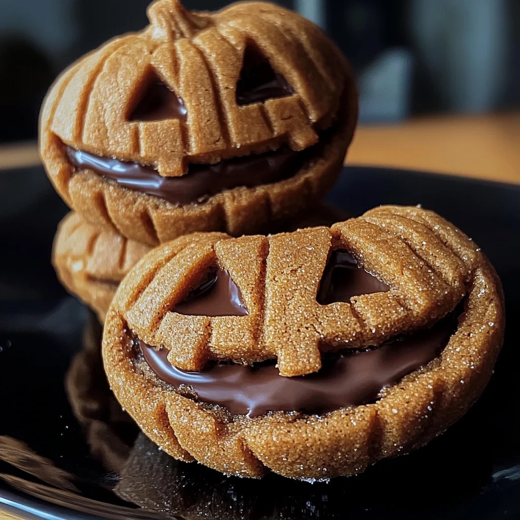 Milk Chocolate Stuffed Jack-O'-Lantern Cookies