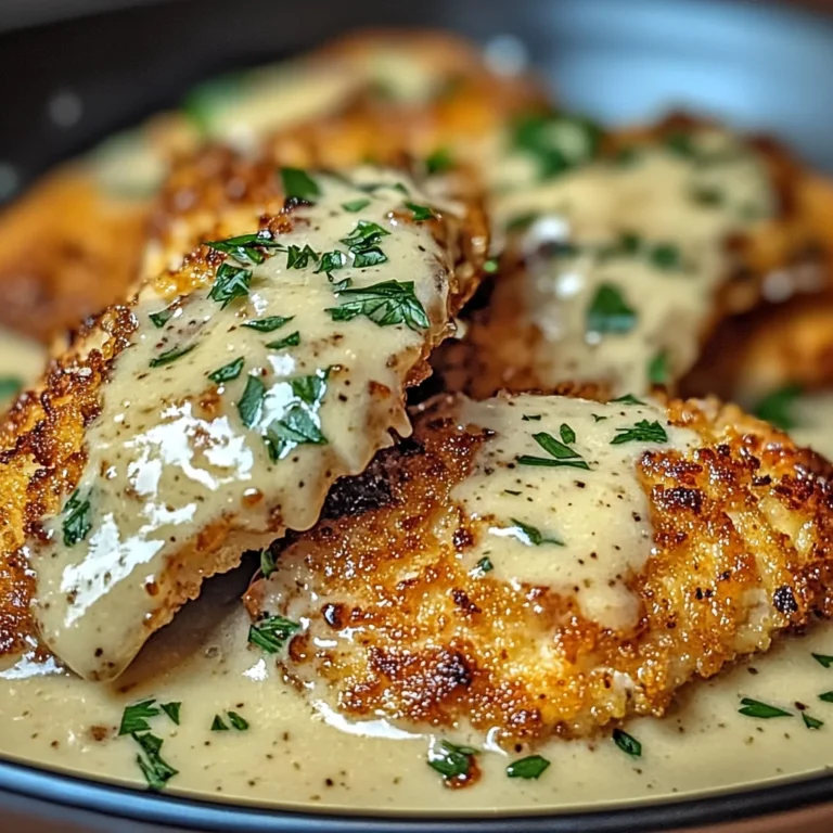 Crispy Parmesan Chicken with a Rich Garlic Sauce - Easy Dinner Idea