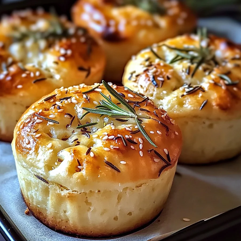 Easy Garlic Rosemary Focaccia Muffins