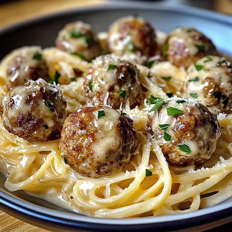 Garlic Butter Meatballs : Creamy Linguine Delight