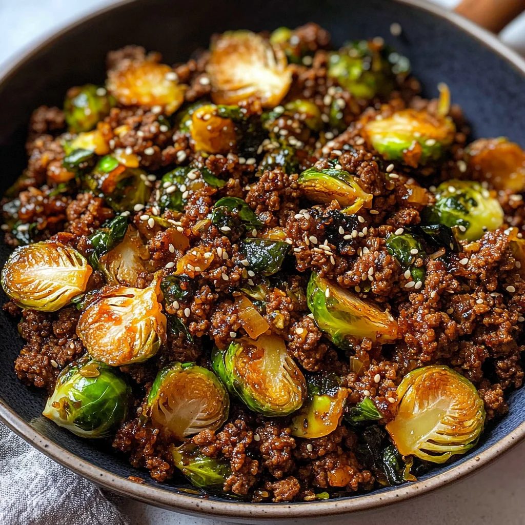 Ground Beef and Brussels Sprouts