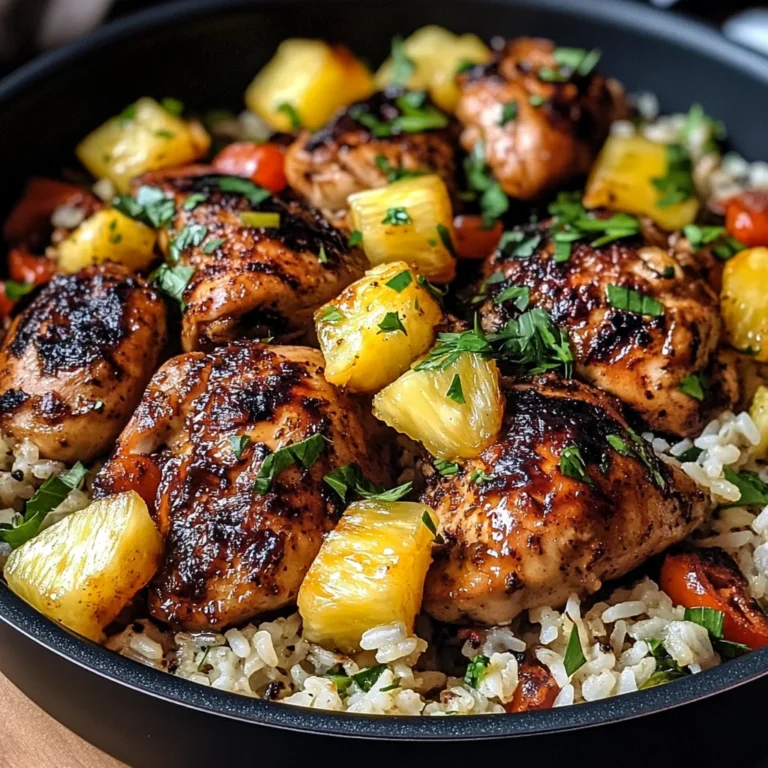 One Pan Caribbean Jerk Chicken with Pineapple-Coconut Rice Recipe