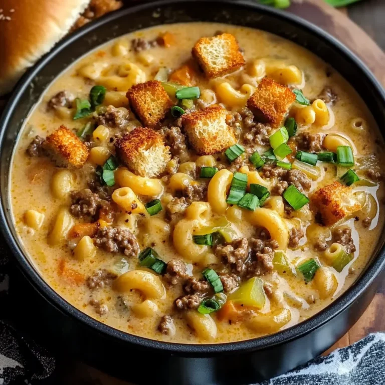 One Pot Macaroni Cheeseburger Soup