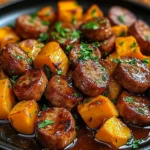 Sausage and Sweet Potatoes with Honey Garlic Sauce
