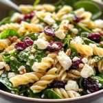 Spinach Pasta Salad with Feta and Cranberries