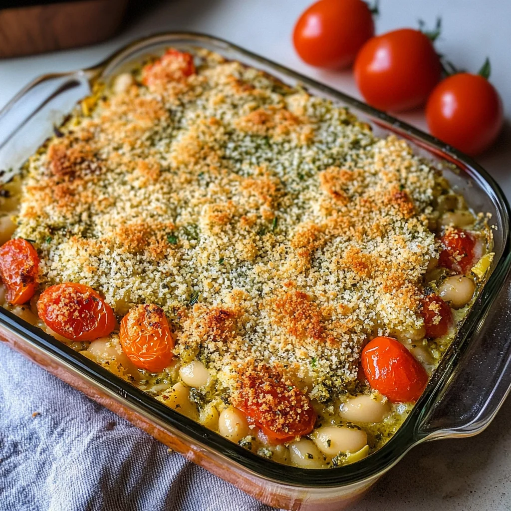 White Bean and Pesto Bake