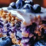 Blueberry Rice Krispies Treats with Vanilla Glaze