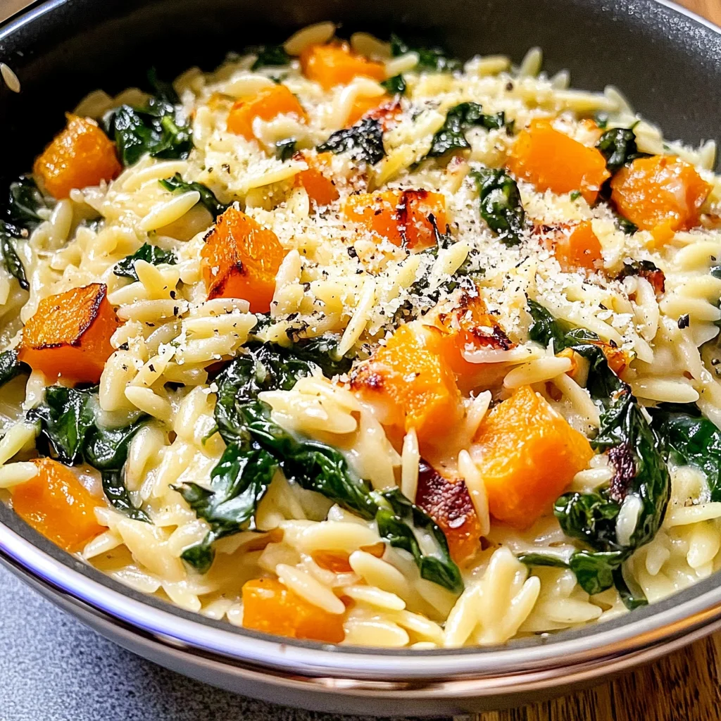Creamy Orzo with Roasted Butternut Squash and Spinach