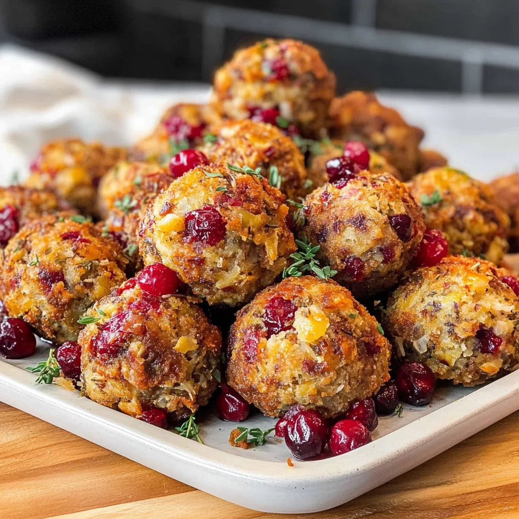 Festive Cranberry Turkey Stuffing Balls