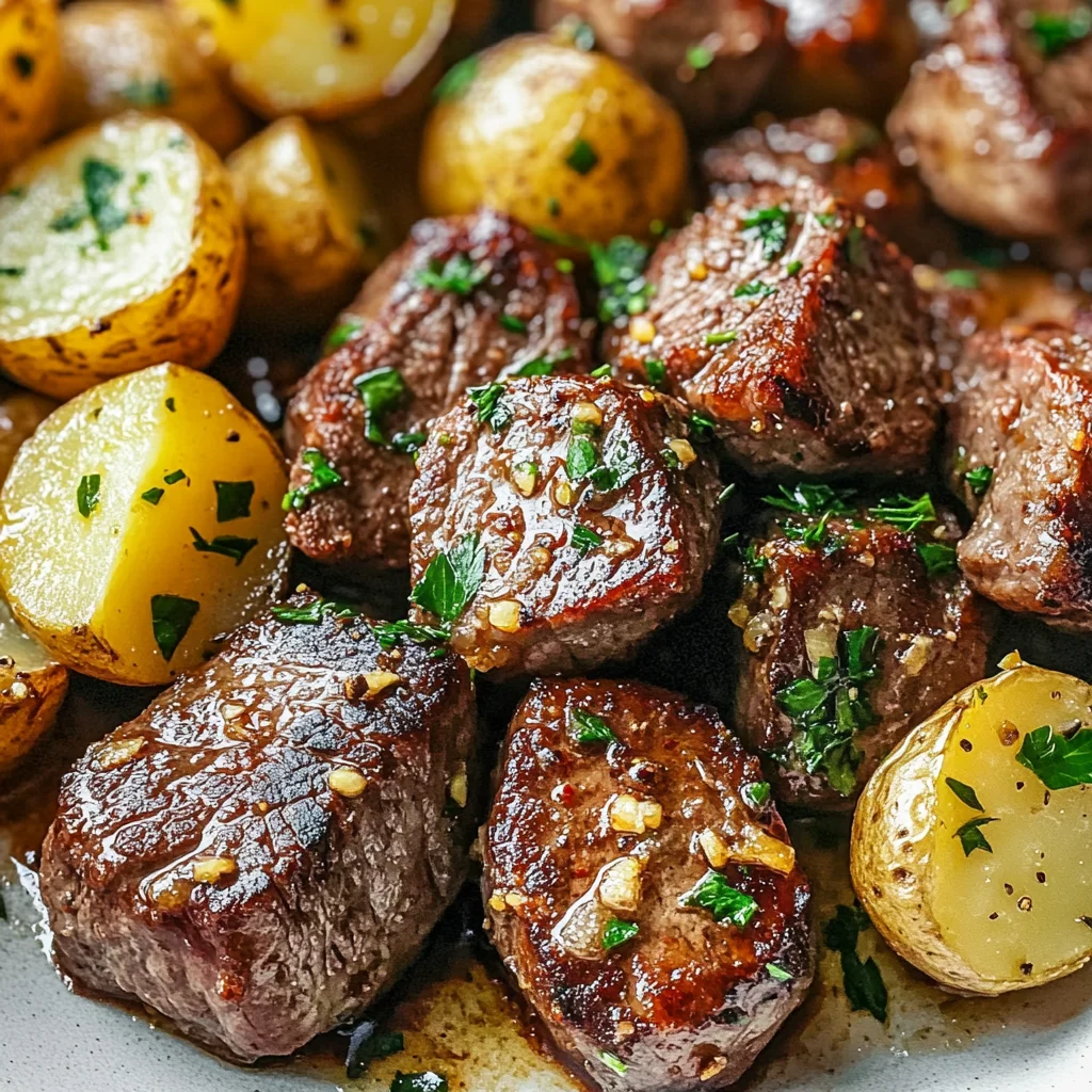 Garlic Steak Bites and Potatoes