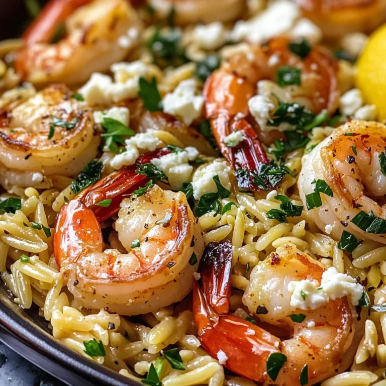 Lemon Feta Orzo Shrimp