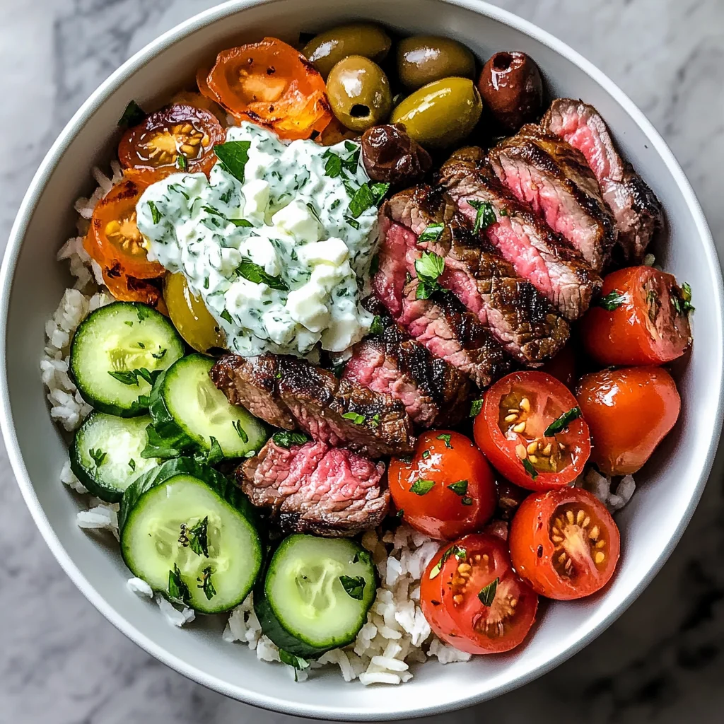 Mediterranean Steak Bowl with Tzatziki