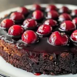 Chocolate Cherry Upside Down Cake 🍒🍫
