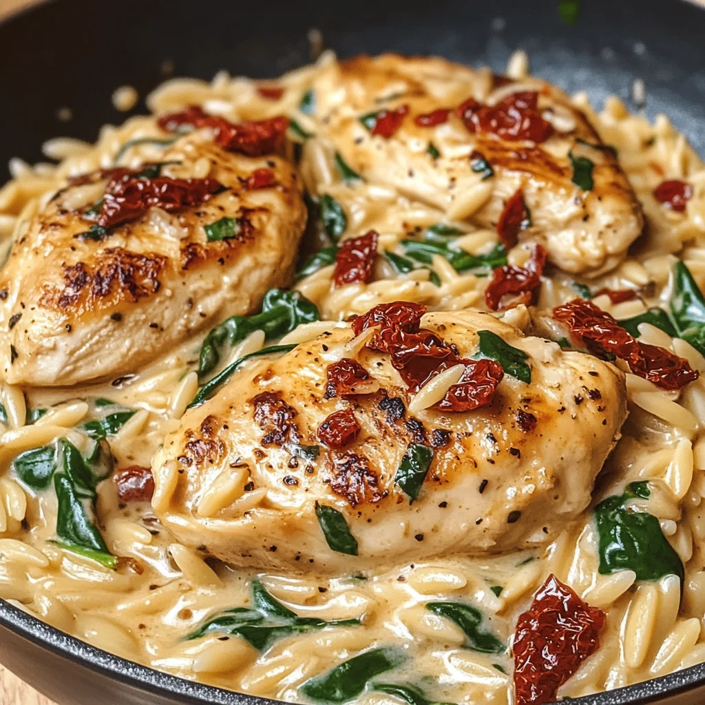 Creamy Tuscan Chicken with Orzo
