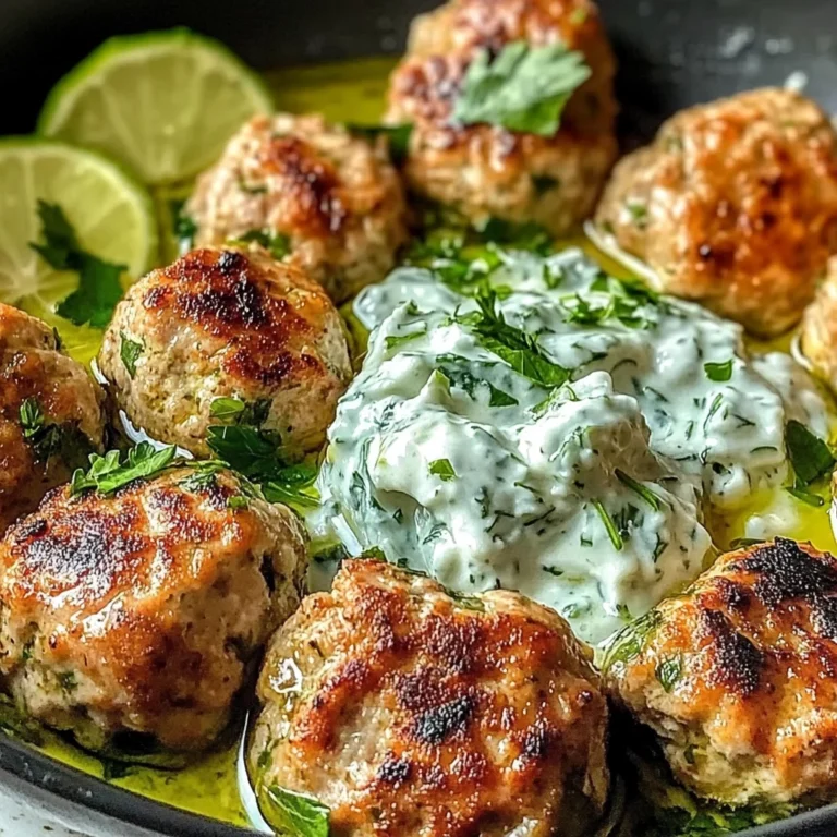 Juicy Greek Chicken Meatballs with Tzatziki