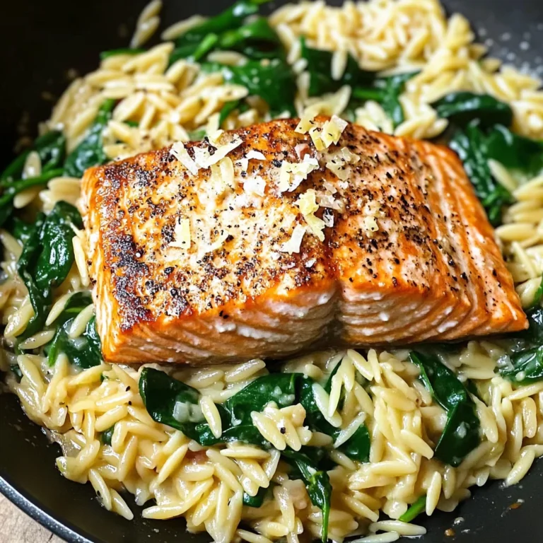 One Skillet Salmon with Lemon Orzo