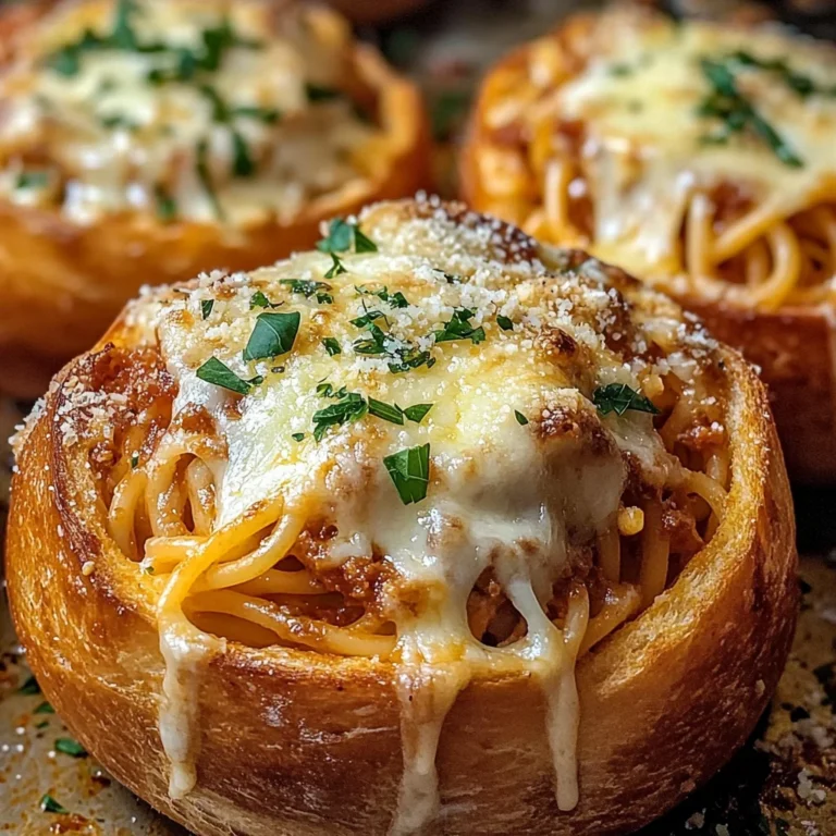 Spaghetti Garlic Bread Bowls
