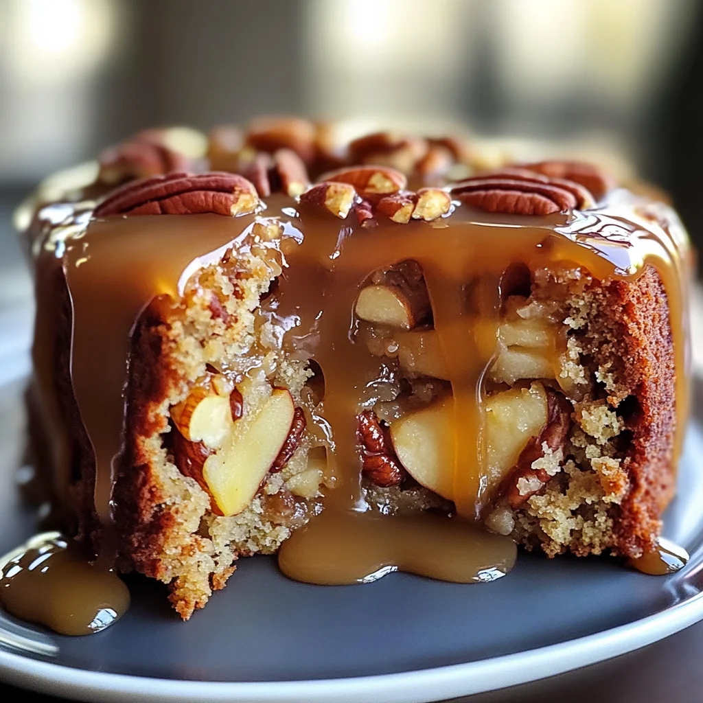 Apple Pecan Cake With Caramel Glaze