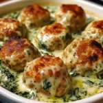 Baked Chicken Ricotta Meatballs with Spinach Alfredo Sauce