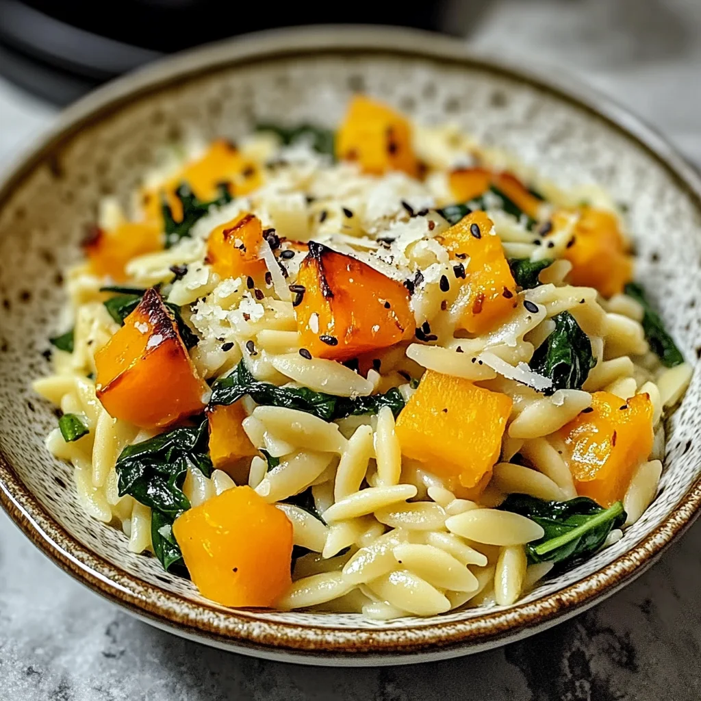 Creamy Orzo with Roasted Butternut Squash and Spinach