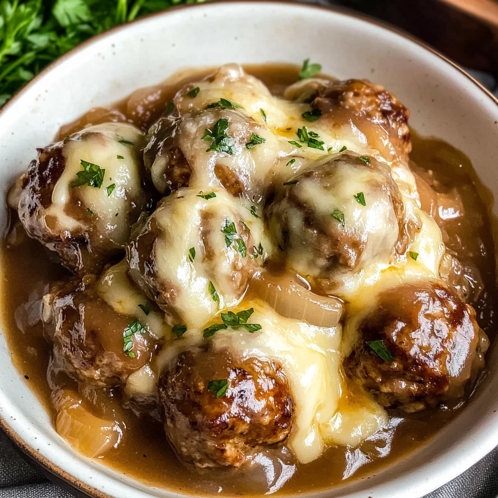 Crock Pot French Onion Meatballs