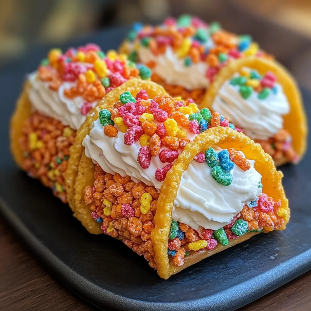 Fruity Pebbles Cheesecake Tacos