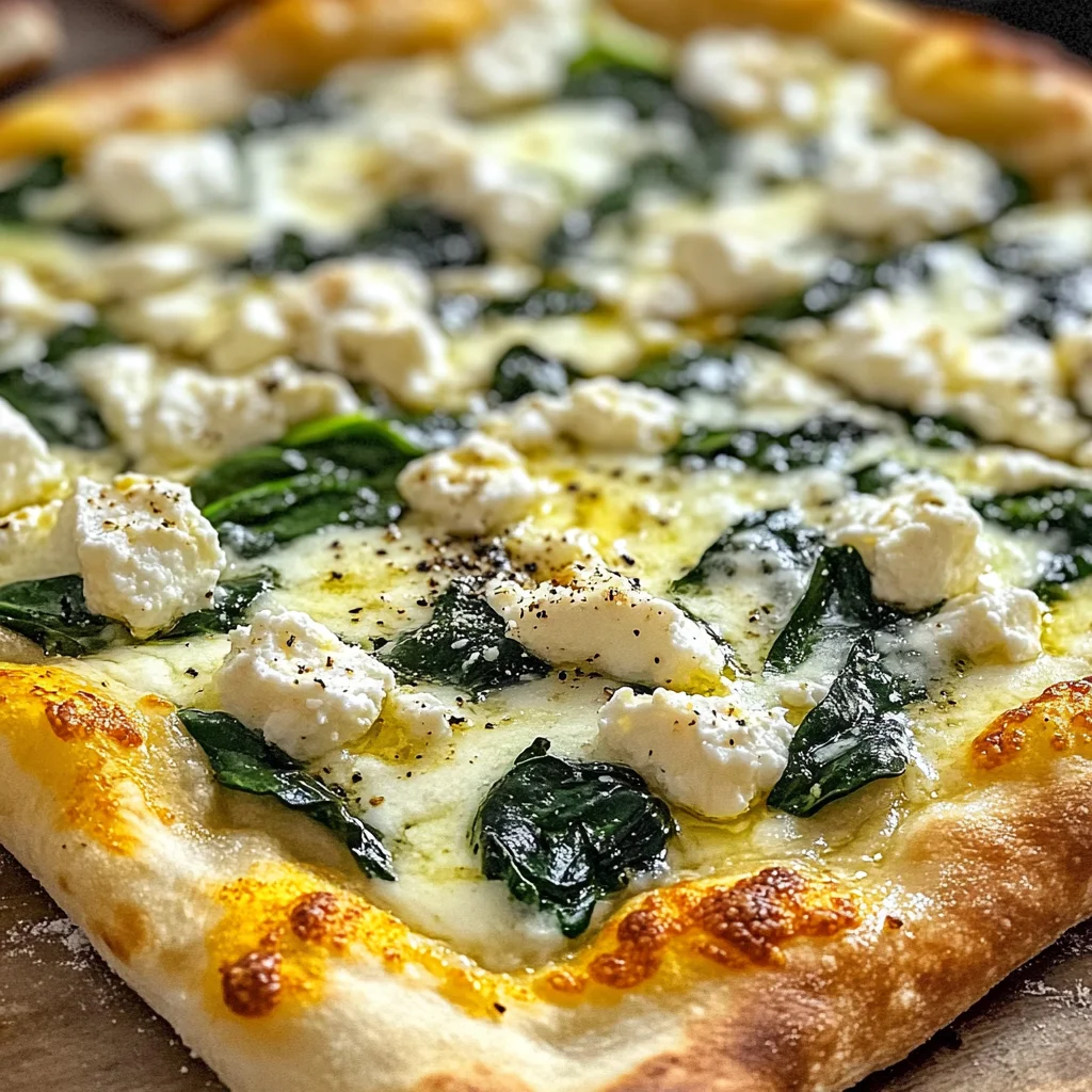 Greek Roasted Garlic Spinach White Pizza
