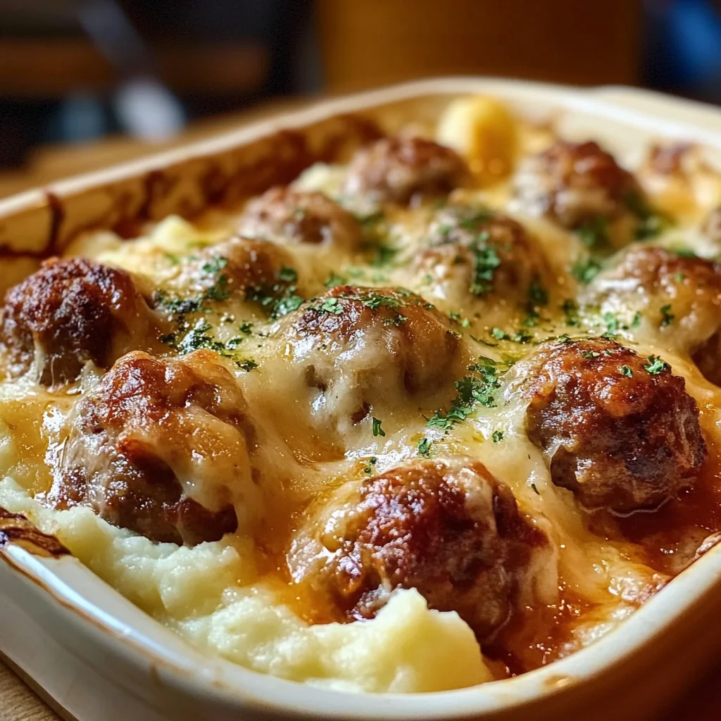 Meatball & Mashed Potato Bake