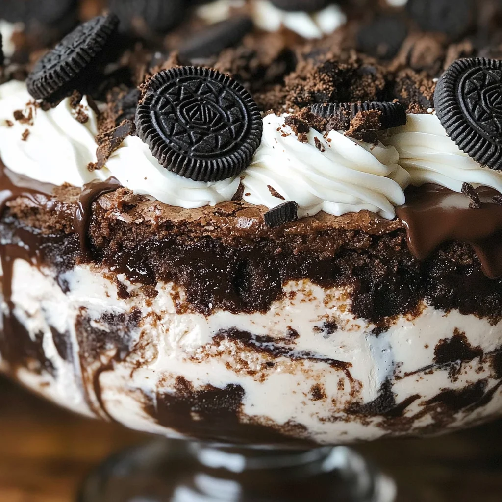 OMG Chocolate Oreo Cheesecake Brownie Trifle