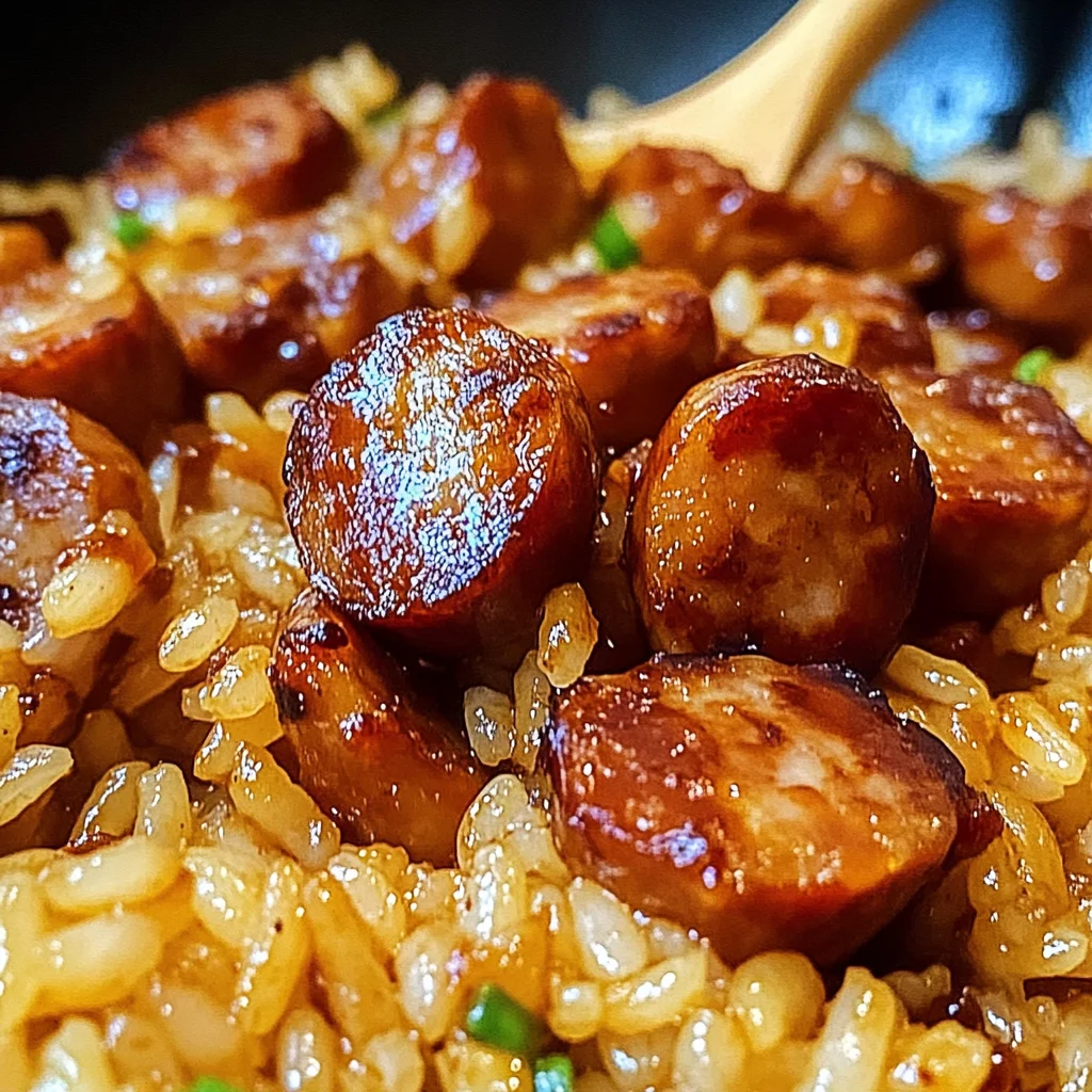 One-Pan Sweet and Tangy BBQ Sausage Rice