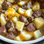 Slow Cooker Steak and Cheddar Potato Casserole