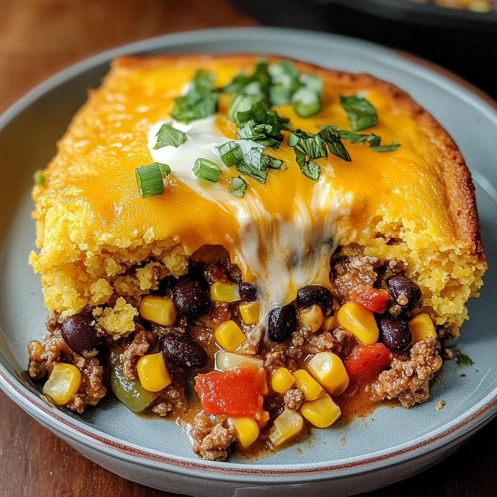 Southwest Beef Cornbread Casserole