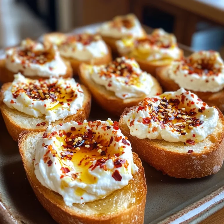 Sweet and Spicy Whipped Feta Crostini with Hot Honey Magic